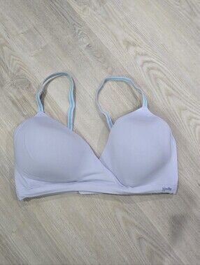 Kindly Yours Women's So Comfy Lightly Lined Micro Wire-Free Bra Blue Size XL